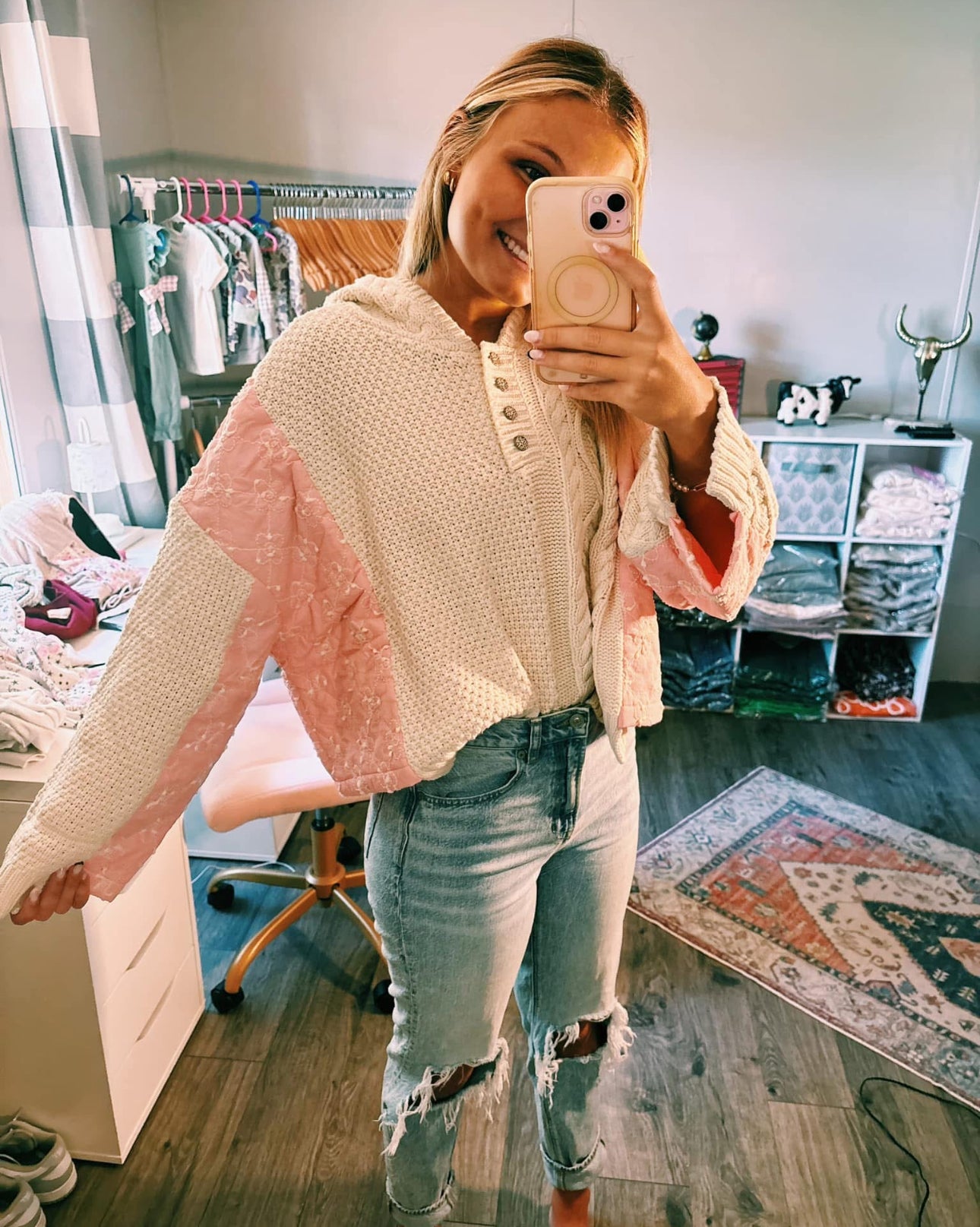 Quilted Knit Pullover