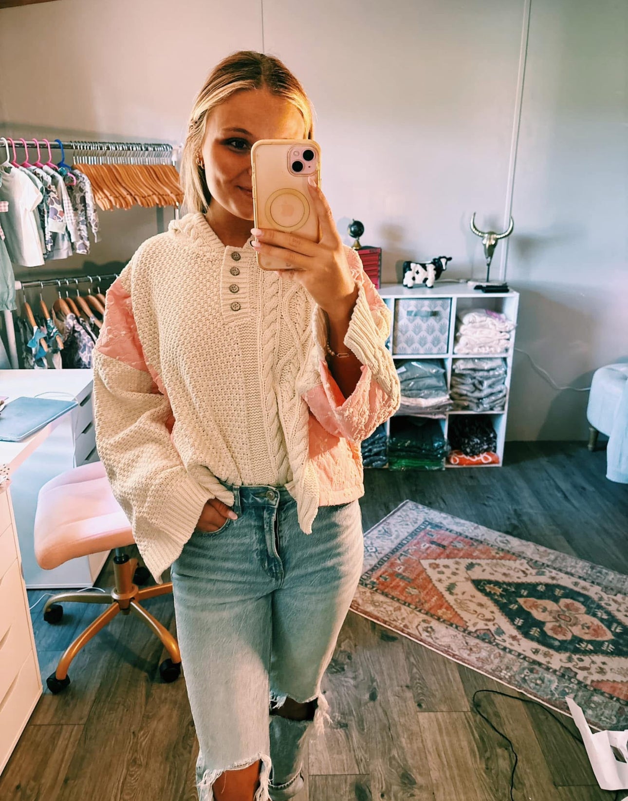 Quilted Knit Pullover