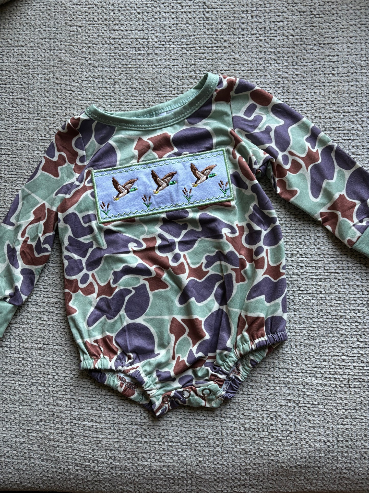 Duck camo onesie