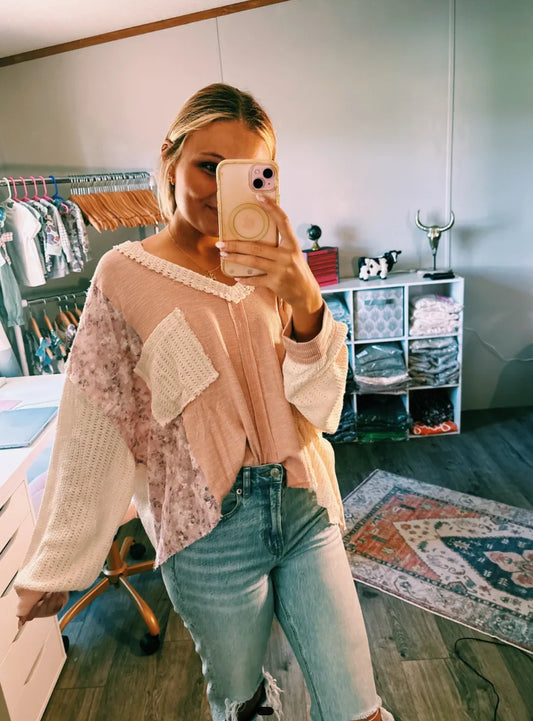 Pink Floral Boho Top